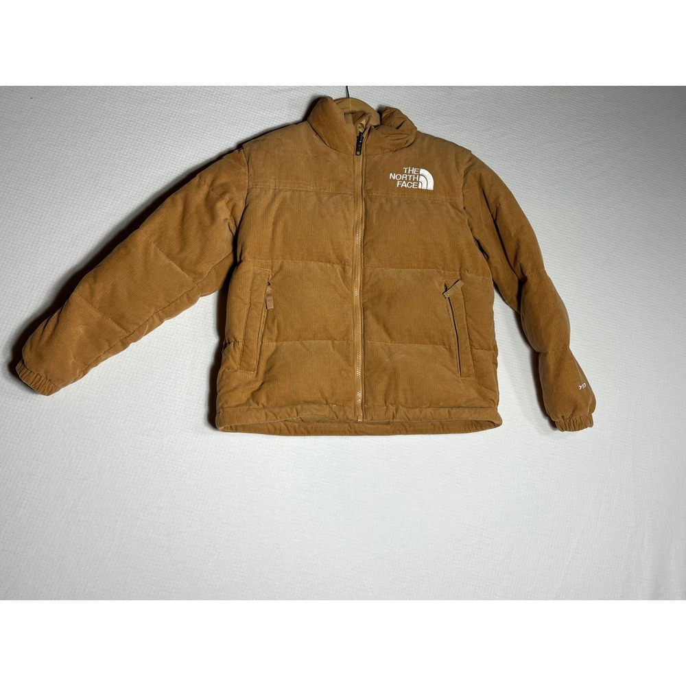 The North Face Corduroy Nuptse Puffer Jacket Teen L 12 Brown Cotton Puffy Coat